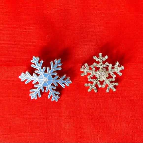 Jewelry - Snowflake Brooch Set in Blue and Silver